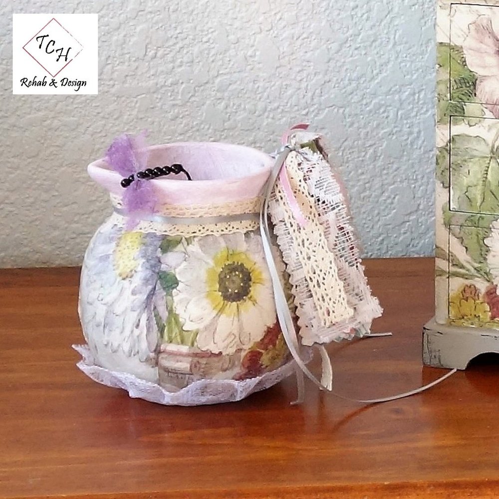Dragonfly Decor Wildflower Pottery Decorative Pitcher Shabby Chic Dragonfly
